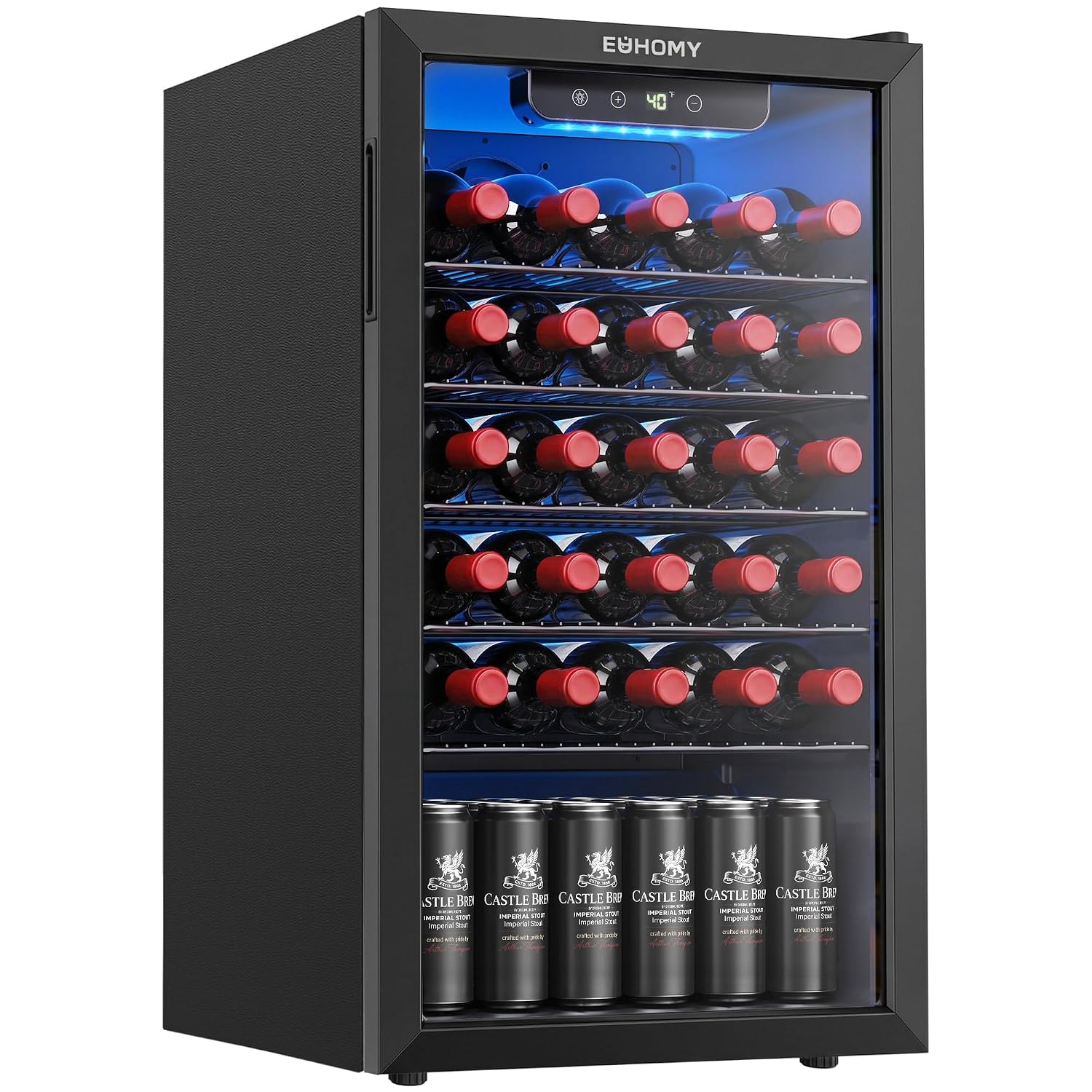 Wine Beer Mini Fridge - 125 blikjes drankenkoeler met glazen deur
