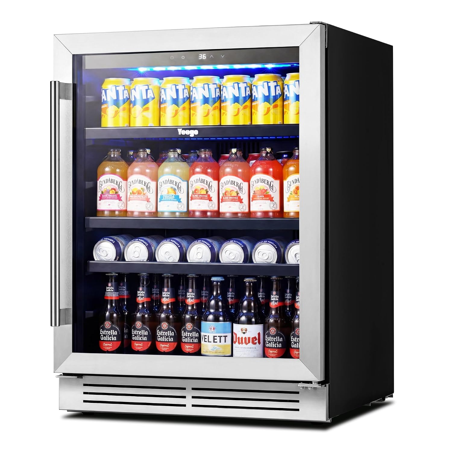 Wine And Beer Undercounter Fridge - 24 inch drankenkoelkast met glazen deur